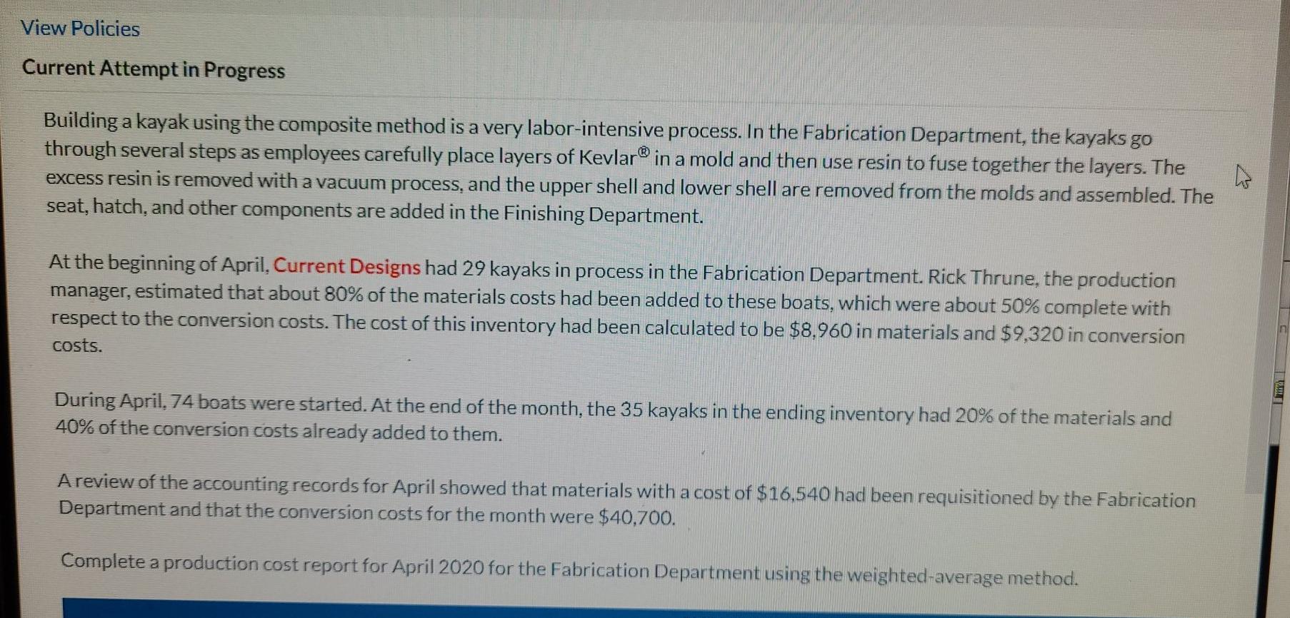 View Policies Current Attempt in Progress Building a kayak using the composite