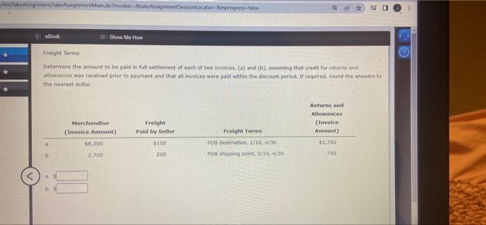 m/takeAssignment/takeAssignmentMain.do?invoker takeAssignmentSessionLocator Sinprogress-false eBook Freight Terms Show Me How Determine the amount