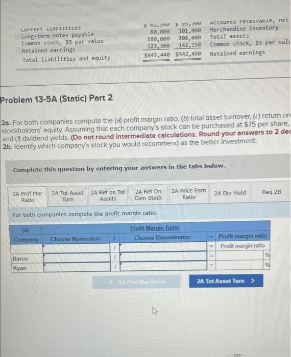 following information applies to the questions displayed below] Summary information from the