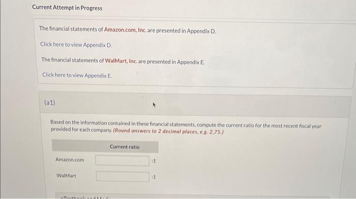 Current Attempt in Progress The financial statements of Amazon.com, Inc. are presented