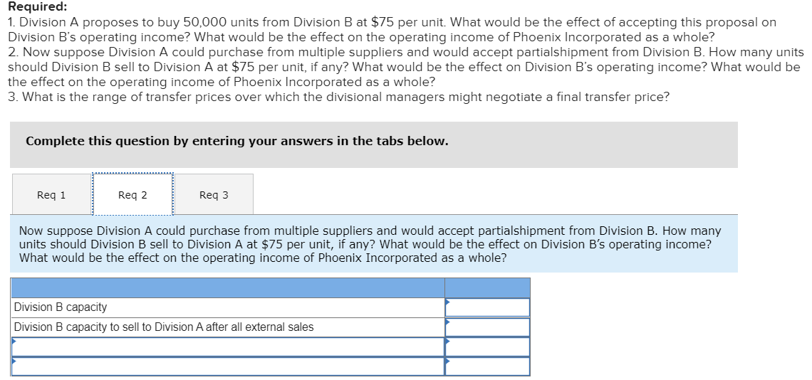 management is compensated based on the division's operating income. Division A currently