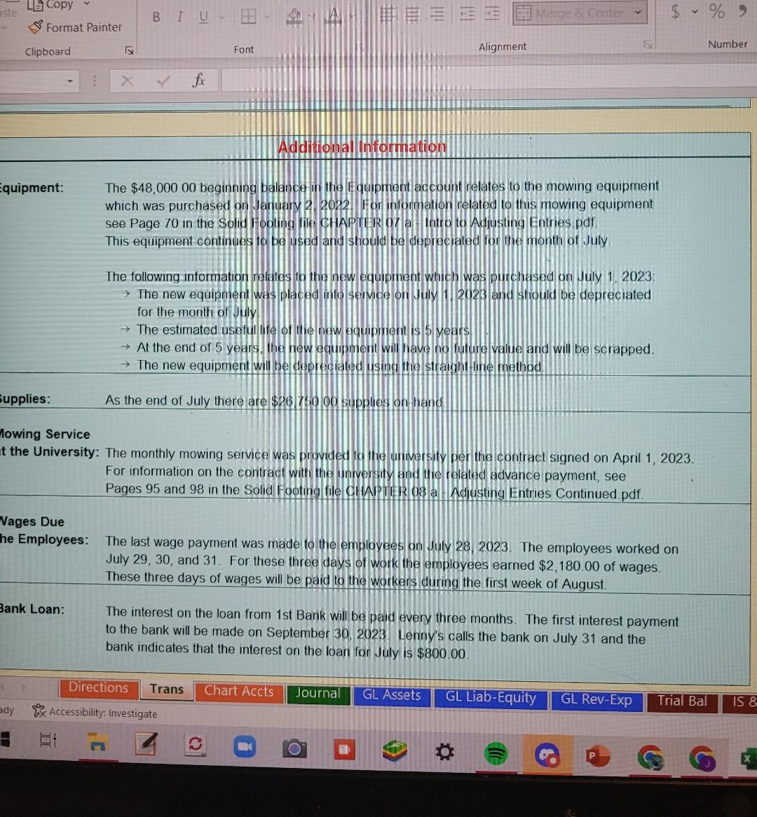 E E O Merge & Center July 2023 Transactions Date Description of