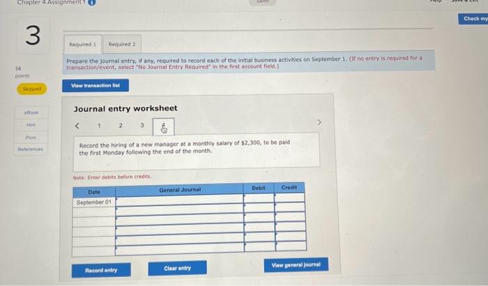 for a transaction/event, select "No Journal Entry Required" in the first account