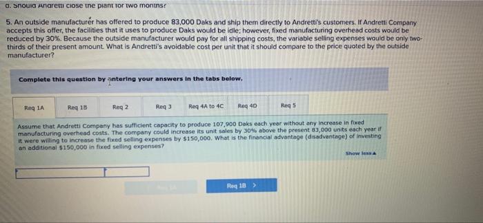 at a selling price of $58 per unit. The company's unit costs