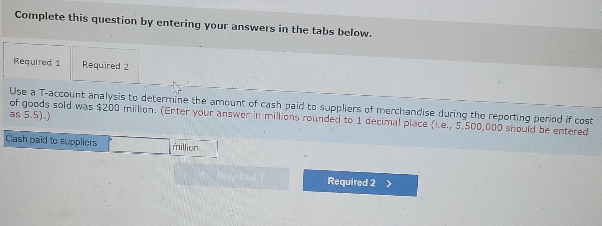 in millions) of both inventory and accounts payable. Beginning balance Ending balance