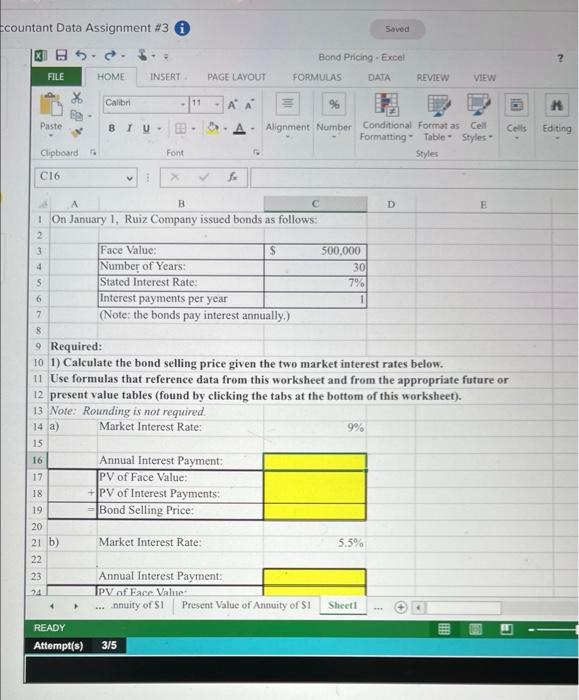 ccountant Data Assignment #3 FILE HOME INSERT Paste Clipboard Calibri BIU- Font
