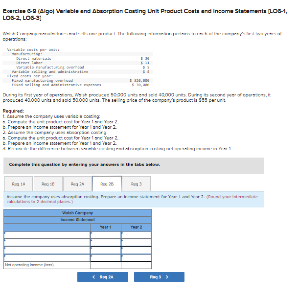 operations: Variable costs per unit: Manufacturing: Direct materials Direct labor Variable manufacturing