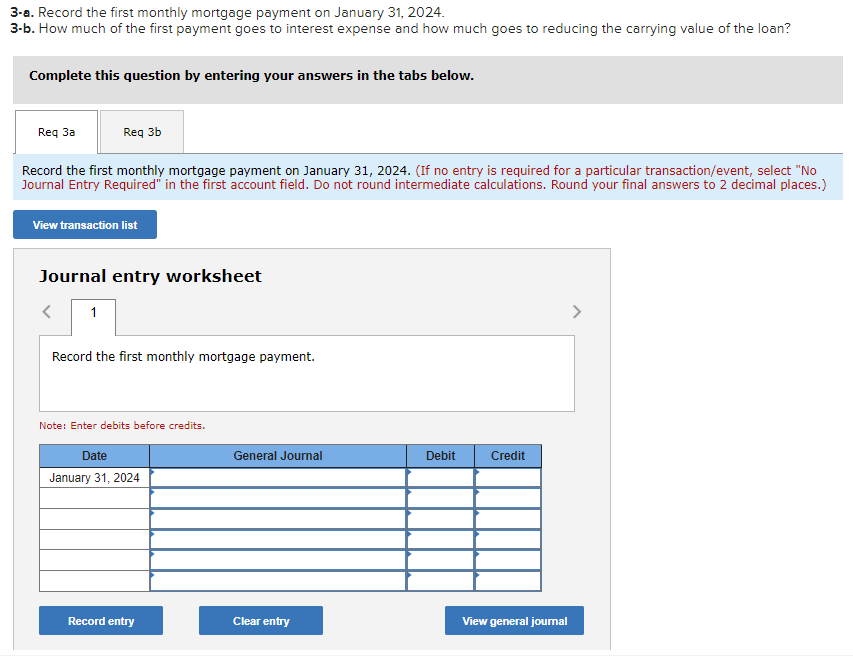2024, Bloomfield Enterprises purchases an office for $173,000, paying $43,000 down and