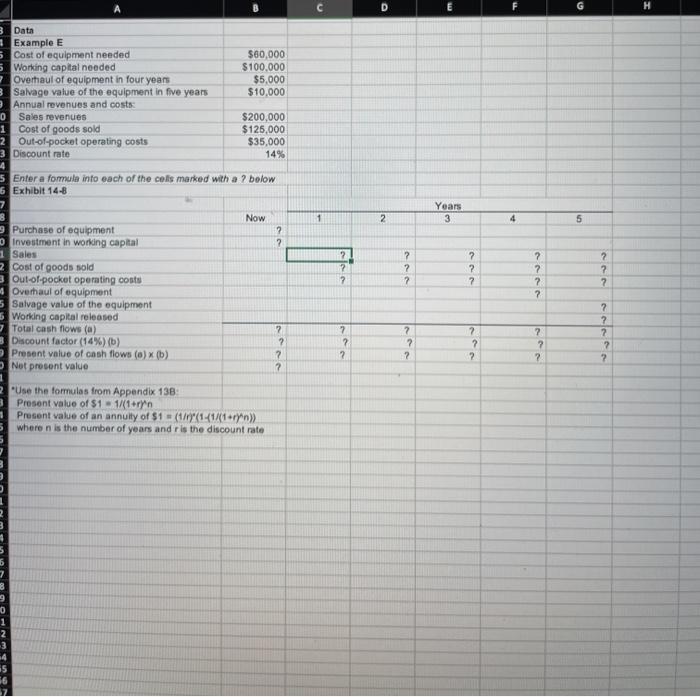 create your own worksheet version of Example E and Exhibit 14-8 in