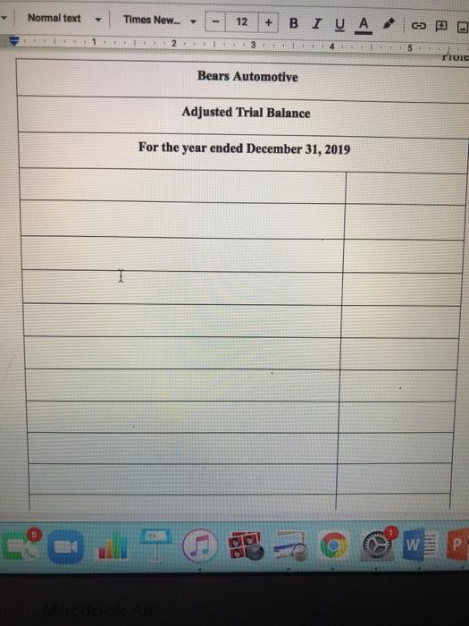 Titles Cash Accounts receivable Supplies Equipment Vehicles Accumulated depreciation Accounts payable Accrued