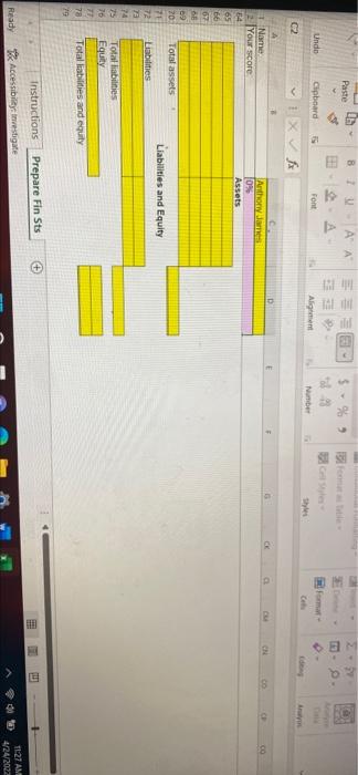is highlighted in yellow. Select all account titles/labels using dropdowns, Enter formulas