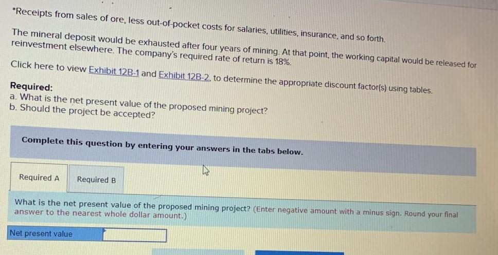 contemplating the purchase of equipment to exploit a mineral deposit on land