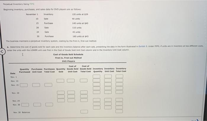 Perpetual Inventory Using FFO Beginning inventory, purchases, and sales data for DVD