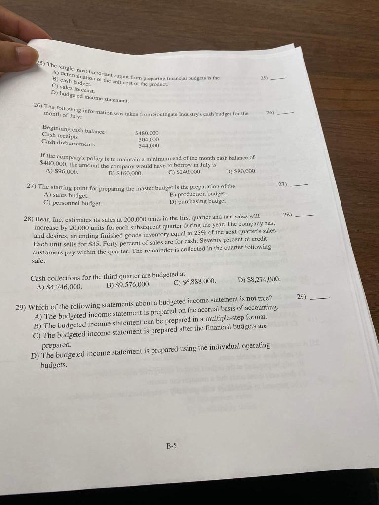 25) The single most important output from preparing financial budgets is the