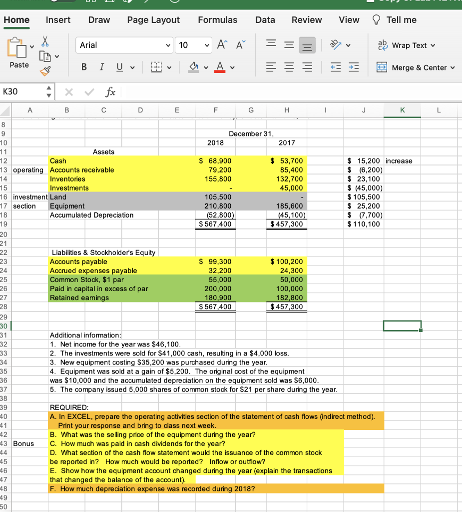 Home Insert Draw Page Layout Formulas Data Review View Tell me X