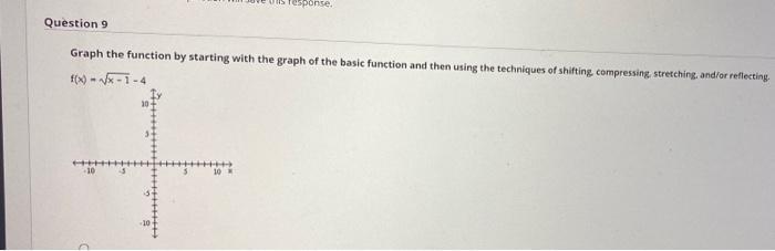 response. Question 9 Graph the function by starting with the graph of