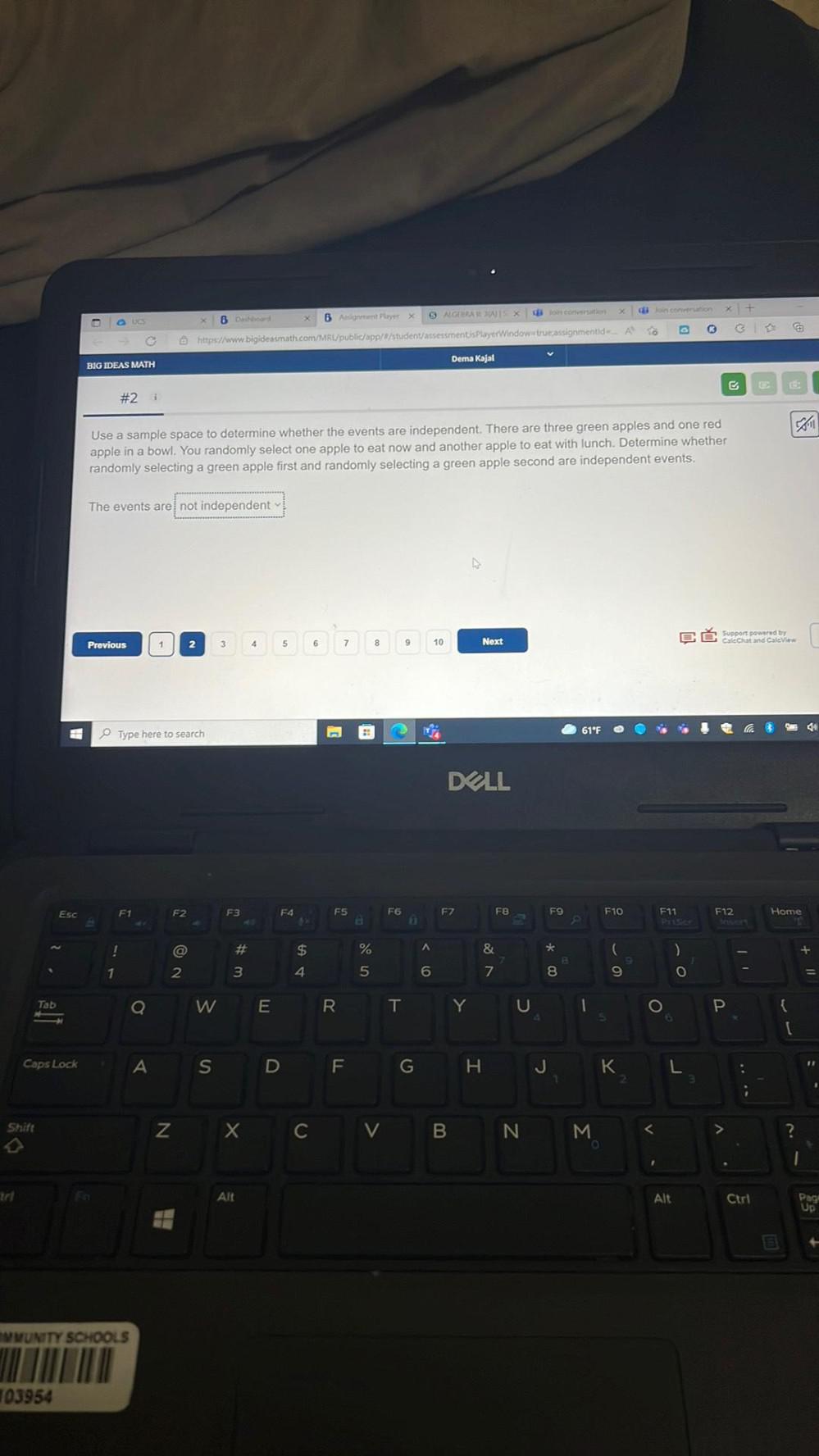 BIG IDEAS MATH 8 Daboard GALGEBRA 15 xon conversation 6 Alignment Player