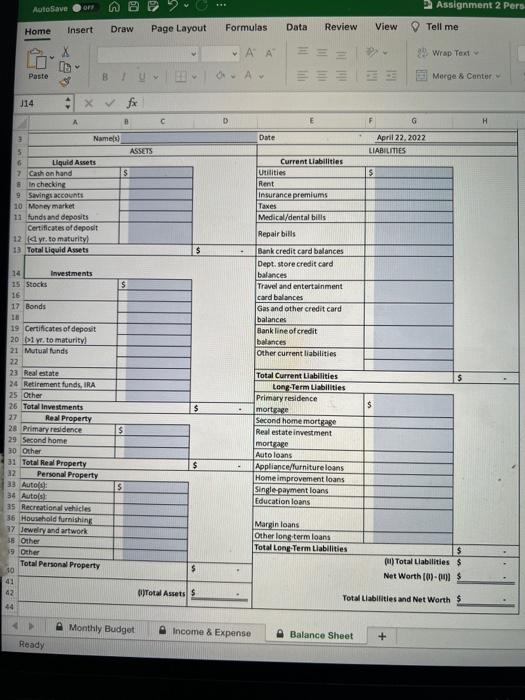 AutoSave OFF Home Insert Draw Page Layout Formulas Data Review. View AA