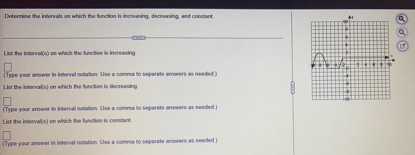 Determine the intervals on which the function is increasing, decreasing, and constant.