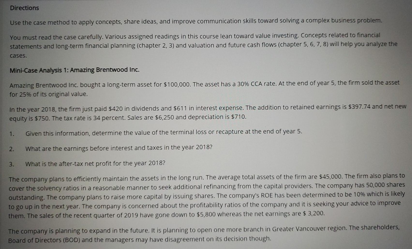 Directions Use the case method to apply concepts, share ideas, and improve