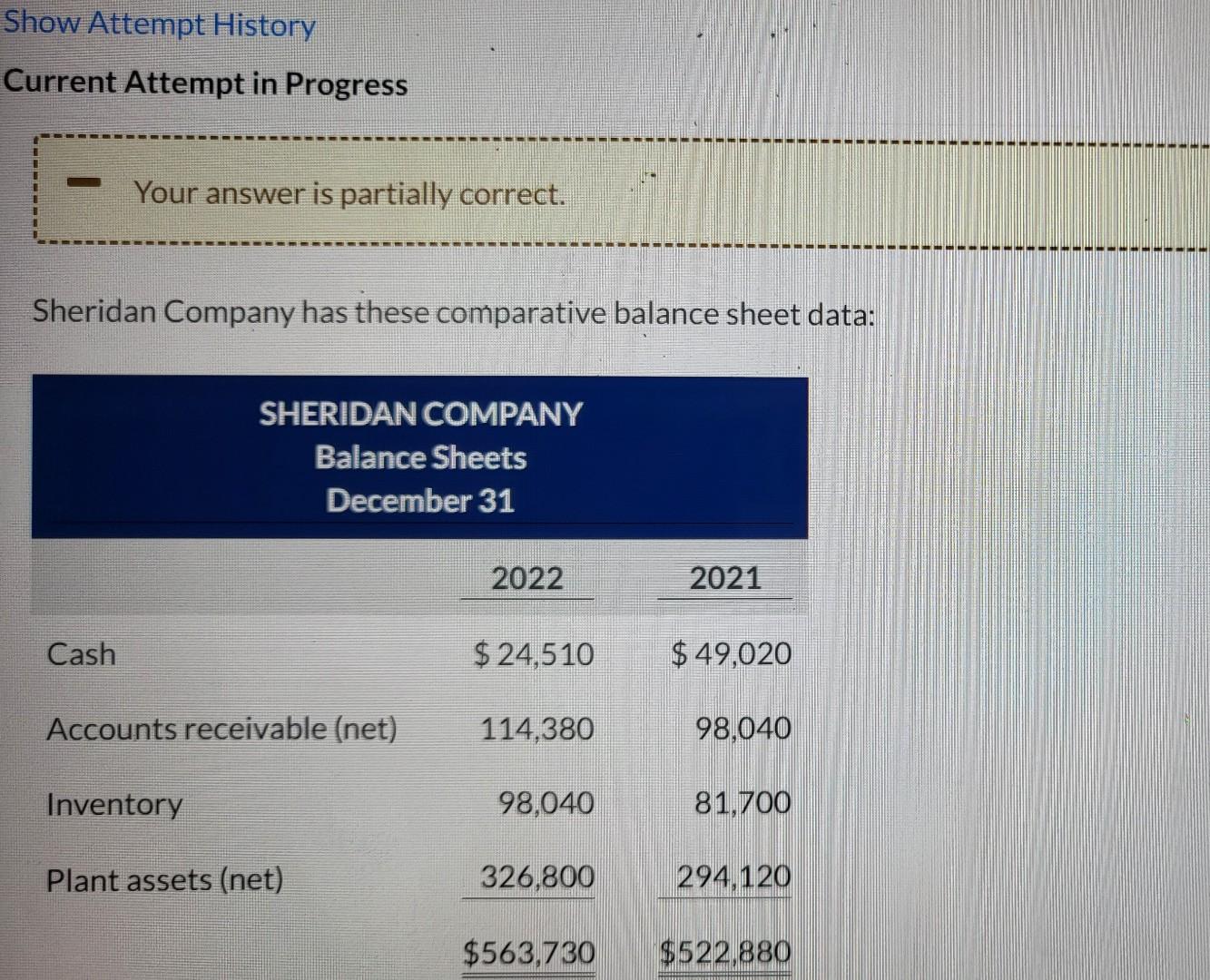 Show Attempt History Current Attempt in Progress Your answer is partially correct.