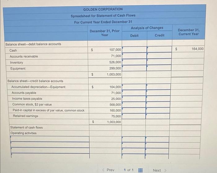 year income statement, comparative balance sheets, and additional information follow. For the