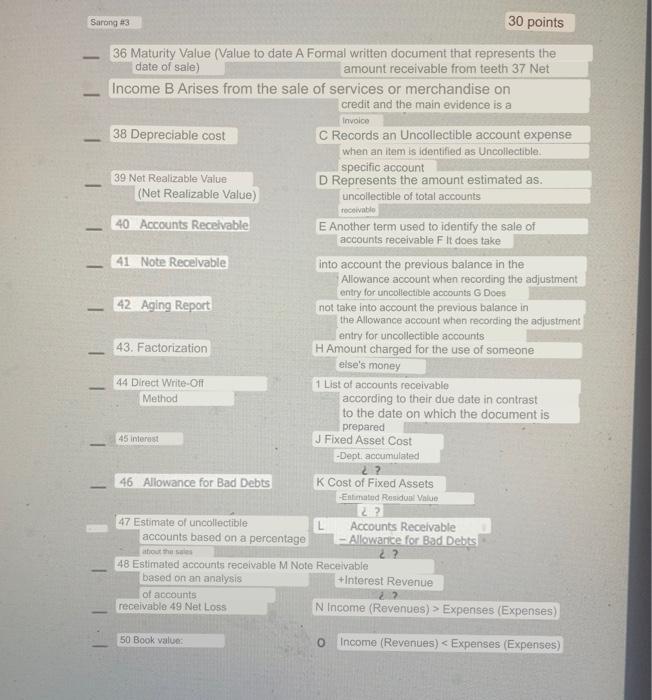 Sarong #3 - - 30 points 36 Maturity Value (Value to date