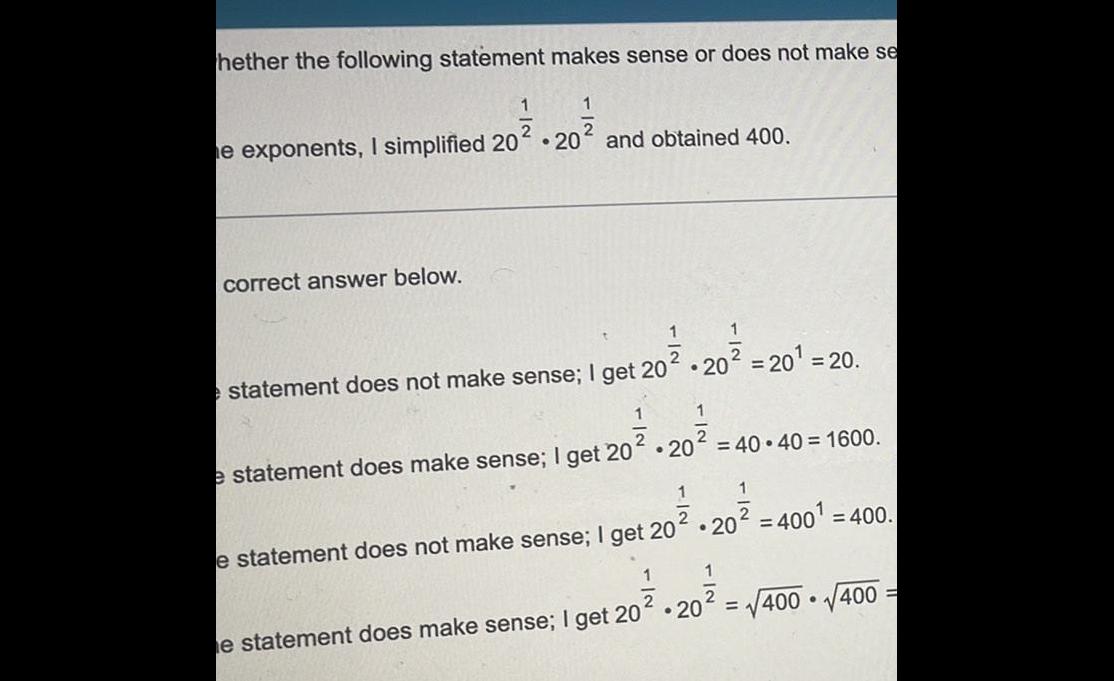 hether the following statement makes sense or does not make se e