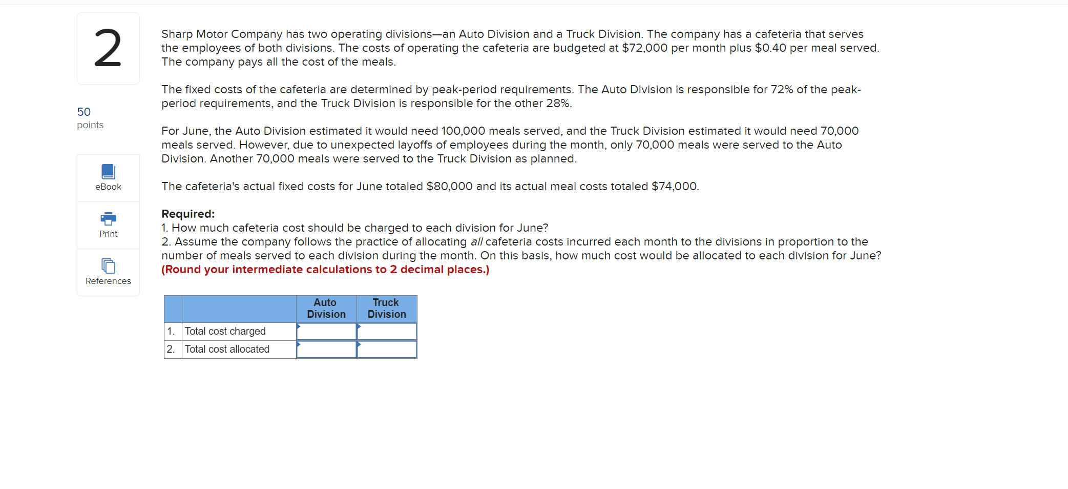 2 50 points eBook Print Sharp Motor Company has two operating divisions-an