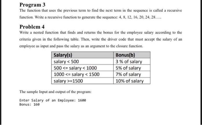 Program 3 The function that uses the previous term to find the