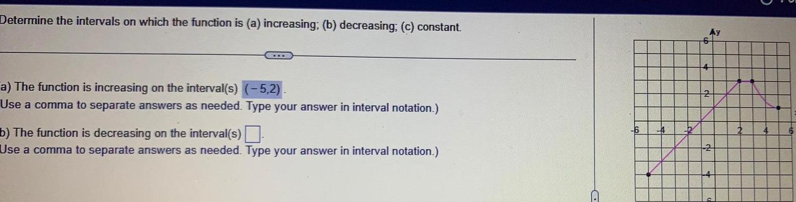 Determine the intervals on which the function is (a) increasing; (b) decreasing;