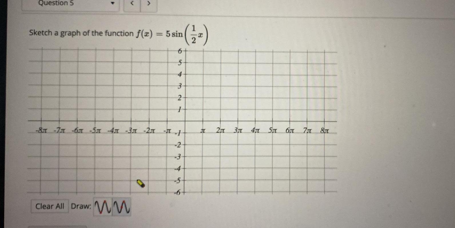 Question 5 Sketch a graph of the function f(x) = 5 sin