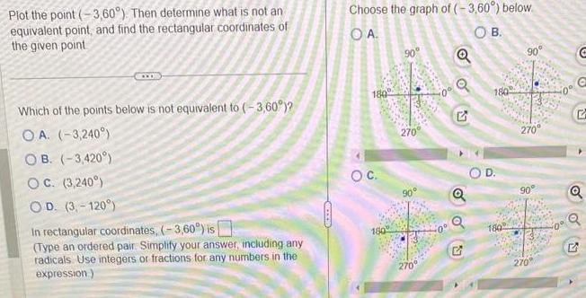 Plot the point (-3,60). Then determine what is not an equivalent point,