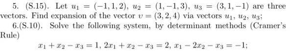 == = (3, 1,-1) are three 5. (S.15). Let u = (-1,