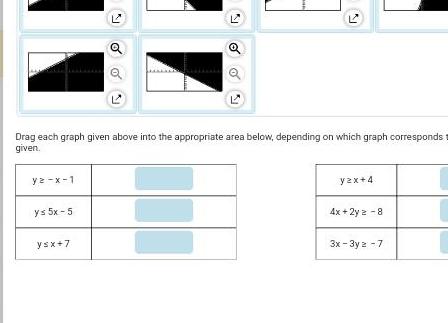 Drag each graph given above into the appropriate area below, depending on