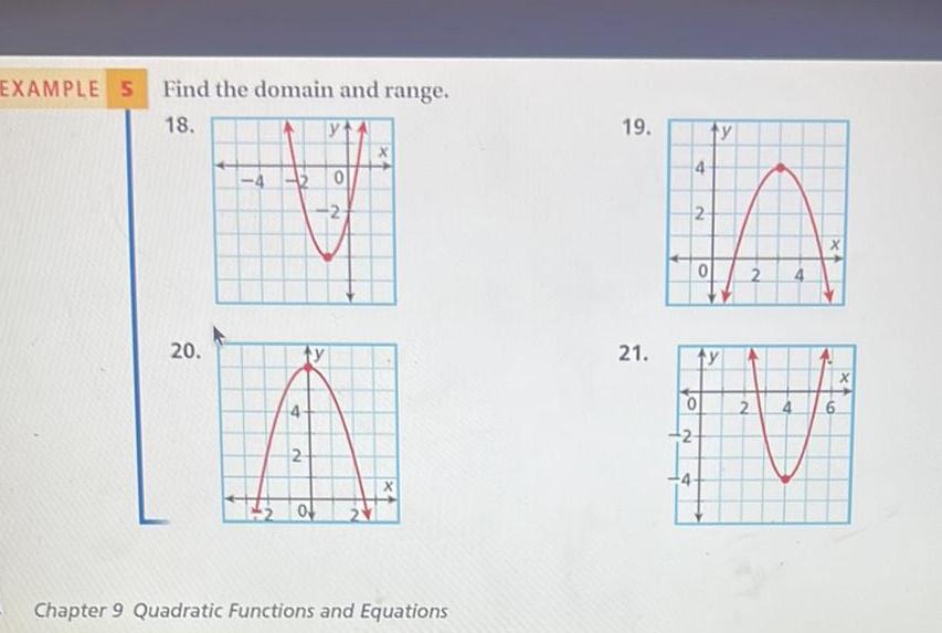 EXAMPLE 5 Find the domain and range. 18. 20. A 2 0