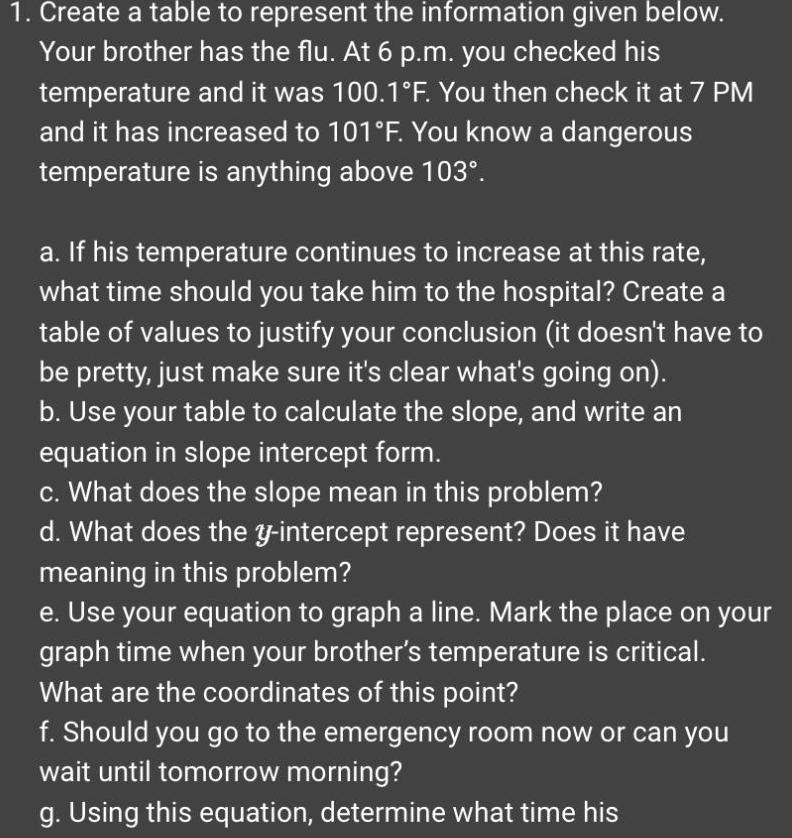 1. Create a table to represent the information given below. Your brother