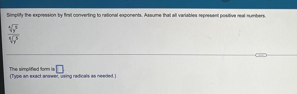 Simplify the expression by first converting to rational exponents. Assume that all