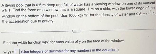A diving pool that is 6.5 m deep and full of water