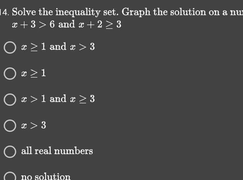 14. Solve the inequality set. Graph the solution on a nu x+36