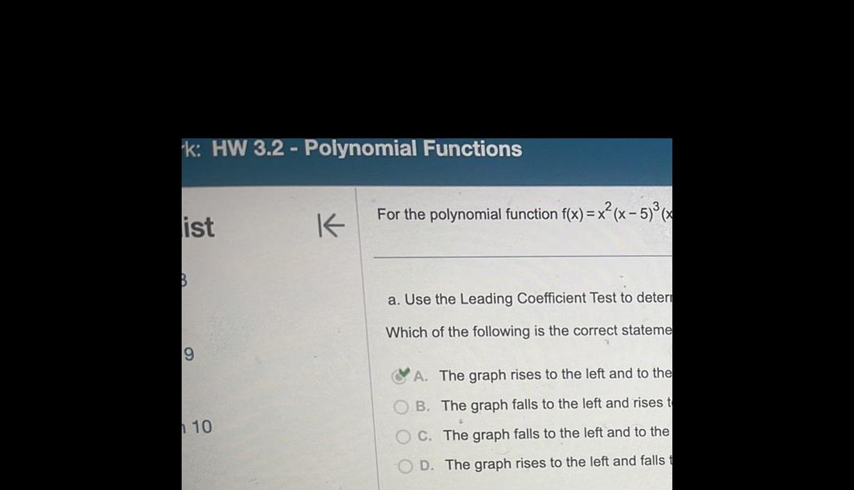 k: HW 3.2-Polynomial Functions ist K For the polynomial function f(x) =