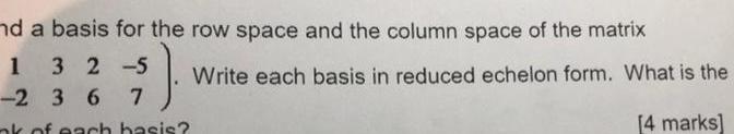nd a basis for the row space and the column space of