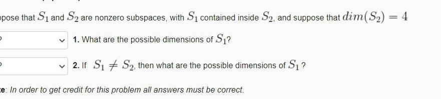 pose that S1 and S2 are nonzero subspaces, with S contained inside