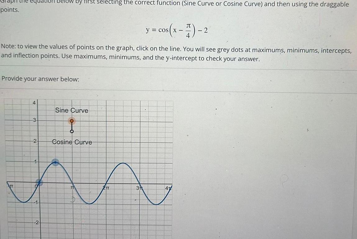 points. the equation below by Pst slecting the correct function (Sine Curve