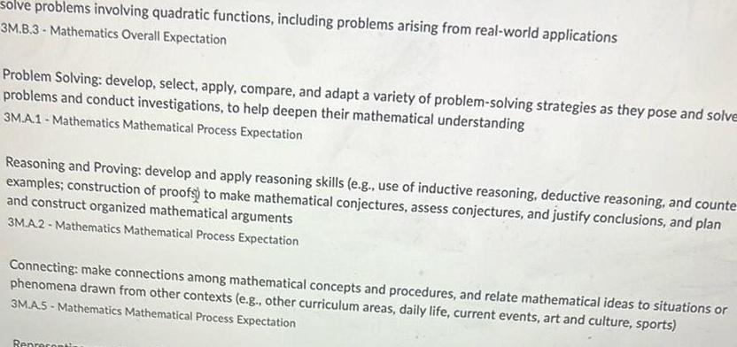 solve problems involving quadratic functions, including problems arising from real-world applications 3M.B.3-Mathematics