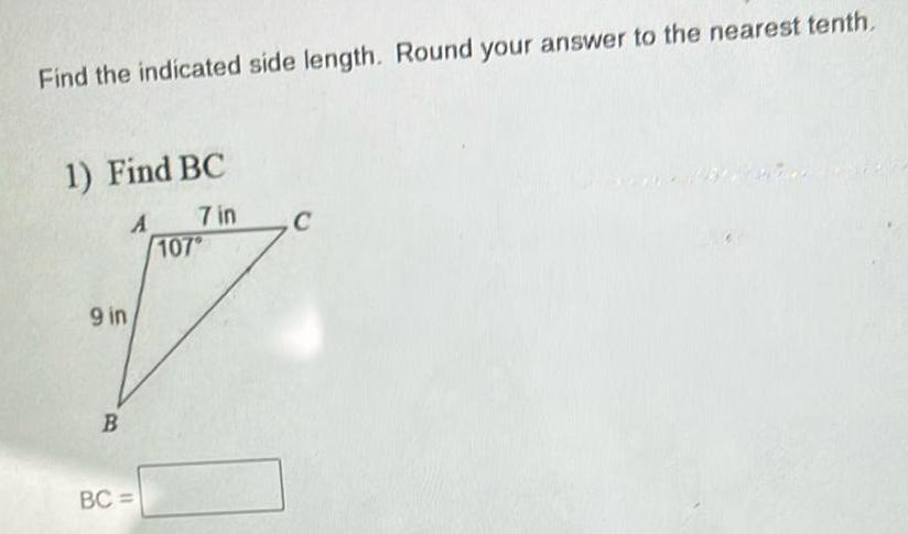 Find the indicated side length. Round your answer to the nearest tenth.