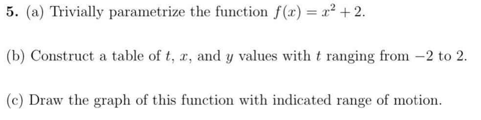 5. (a) Trivially parametrize the function f(x) = x +2. (b) Construct