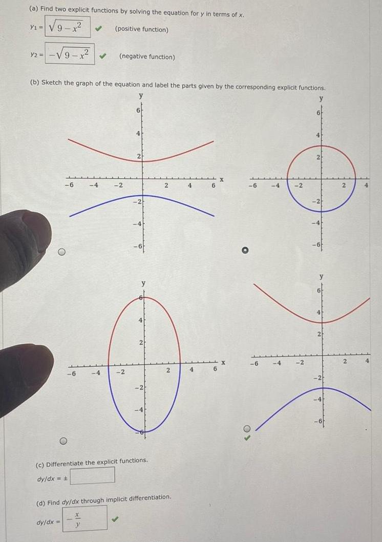 (a) Find two explicit functions by solving the equation for y in