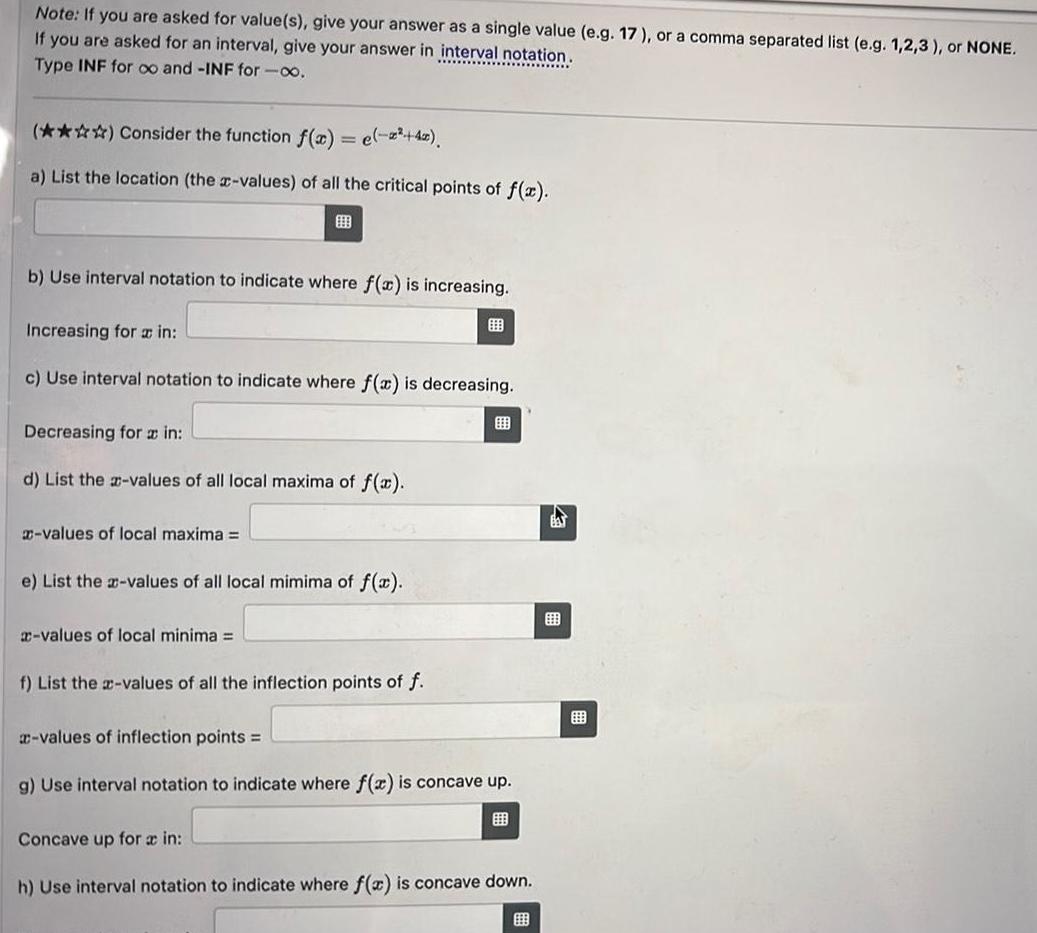 Note: If you are asked for value(s), give your answer as a