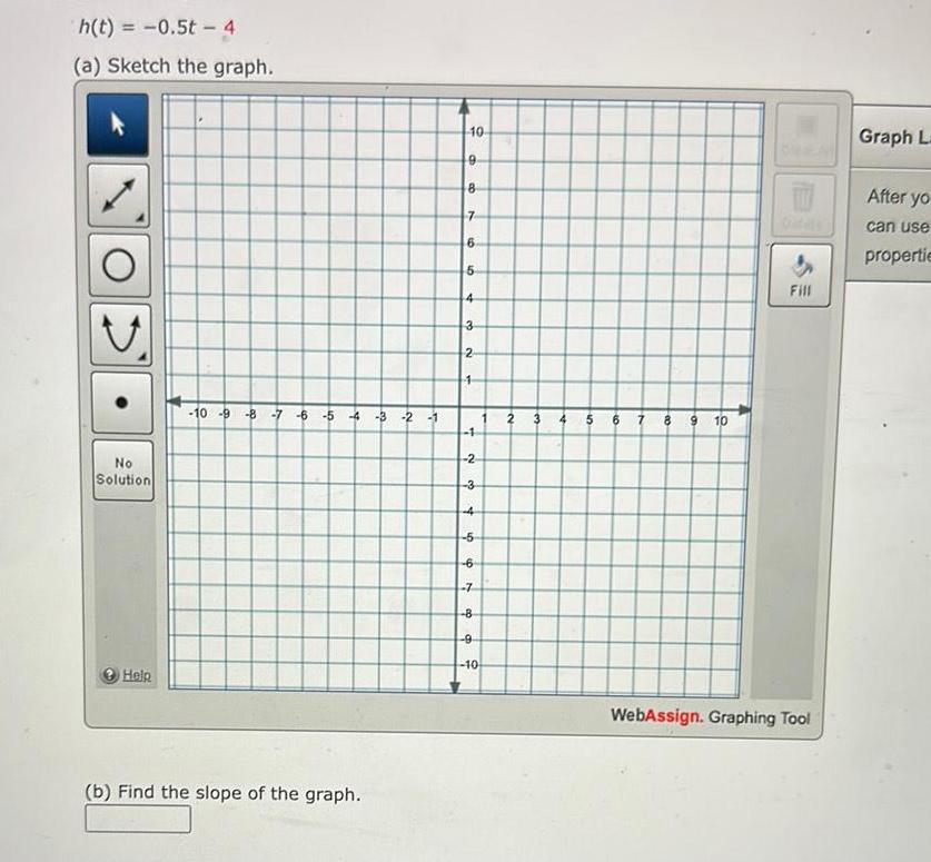 h(t)=-0.5t 4 (a) Sketch the graph. V No Solution Help -10-9-8-7-6-5-4-3-2-1 (b)